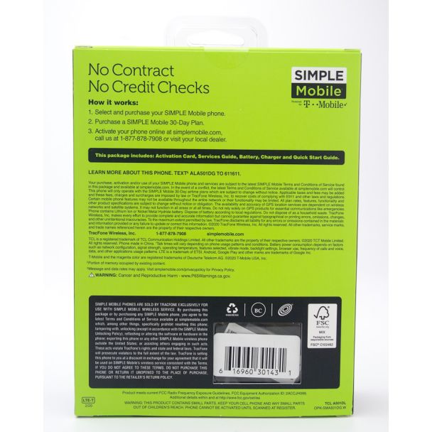 Simple Mobile by T-Mobile Alcatel TCL A1 Prepaid Smartphone