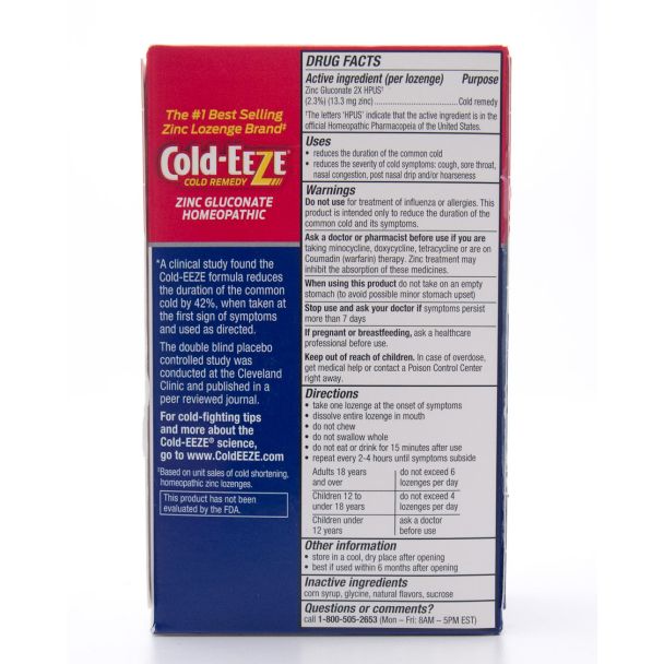 Cold-Eeze Homeopathic Zinc Cherry Flavor 25 Lozenges
