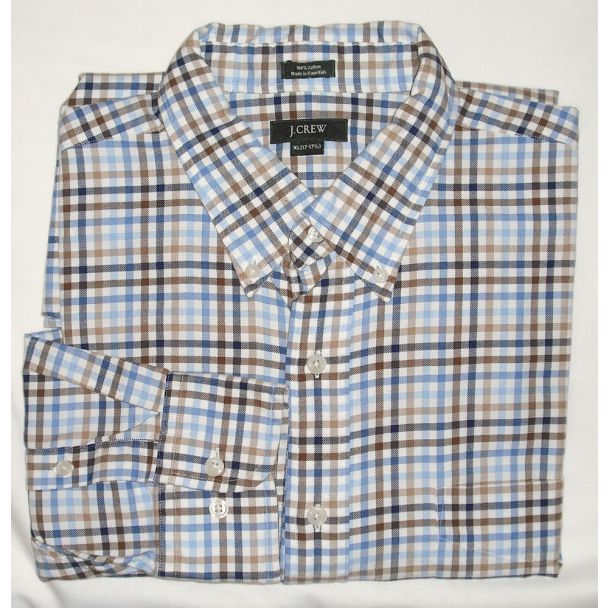 J Crew Tattersall Dress Shirt Men's Extra Large - XL - 17-17.5