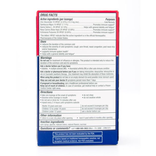 Cold-Eeze Homeopathic Zinc Plus Defense Citrus with Elderberry 25 Lozenges