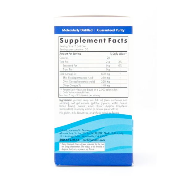 Nordic Naturals Omega-3 690mg Omega-3 Dietary Supplement 60 Softgels