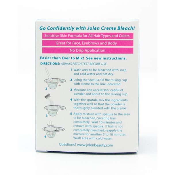 Jolen Creme Bleach Sensitive Formula + Aloe Vera 1.2 oz Creme / 0.30  oz Accelerator