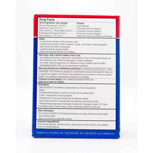 Cold-Eeze Homeopathic Zinc Plus Defense Citrus with Elderberry 16 Lozenges