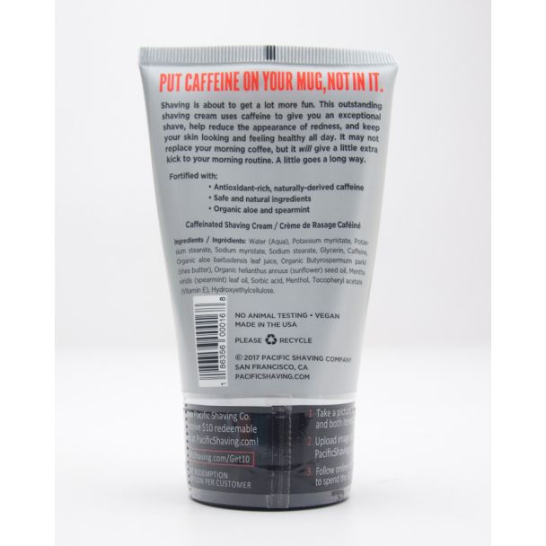 Pacific Shave Co. Caffeinated Shaving Cream 3.4 oz