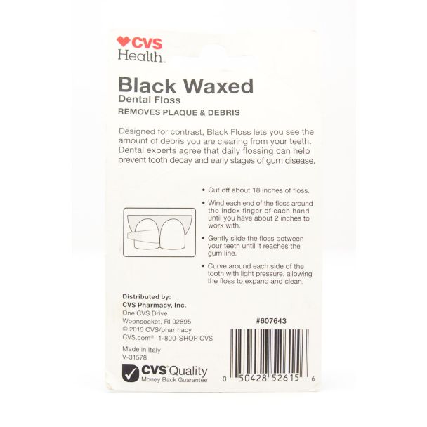 CVS Health Black Waxed Dental Floss 50 Yards