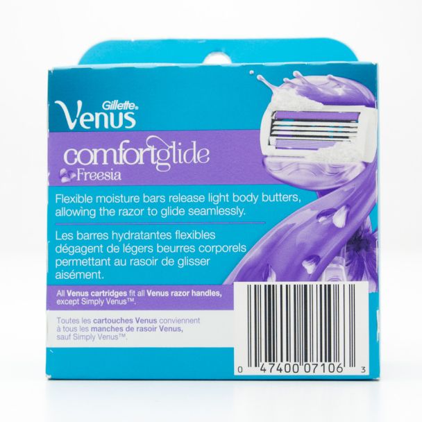 Gillette Venus ComfortGlide Freesia 3 Blade Razor Refill 4 Cartridges
