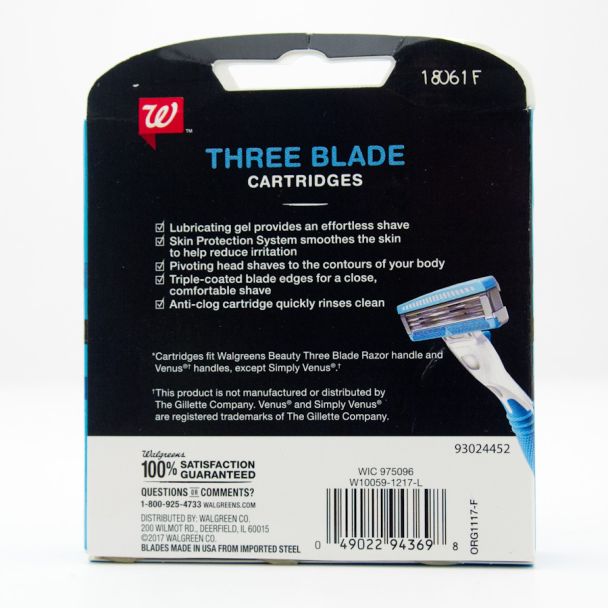 Walgreens Three Blade Razor Cartridges 4 Count