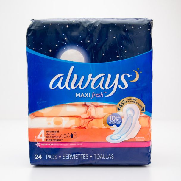 Always Maxi Fresh Size 4 Overnight Flexi-Wings Fresh Scent 24 Pads