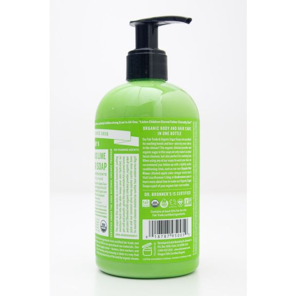 Dr. Bronner's 4-In-1 Lemongrass Lime Organic Sugar Soap 12 fl oz