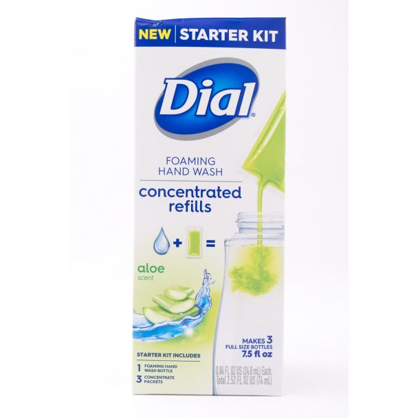 Dial Foaming Hand Wash Starter Kit Concentrated Refills Aloe Scent Makes 3 Bottles