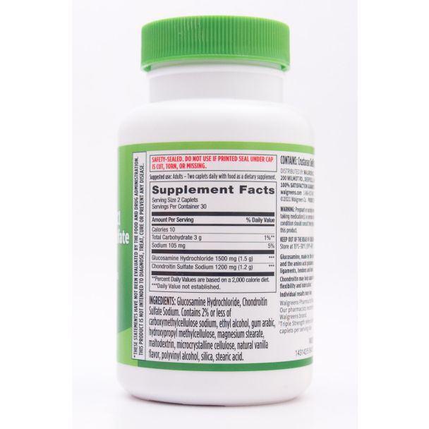 Walgreens Triple Strength Glucosamine HCl Chondroitin Sulfate Joint Health 60 Caplets