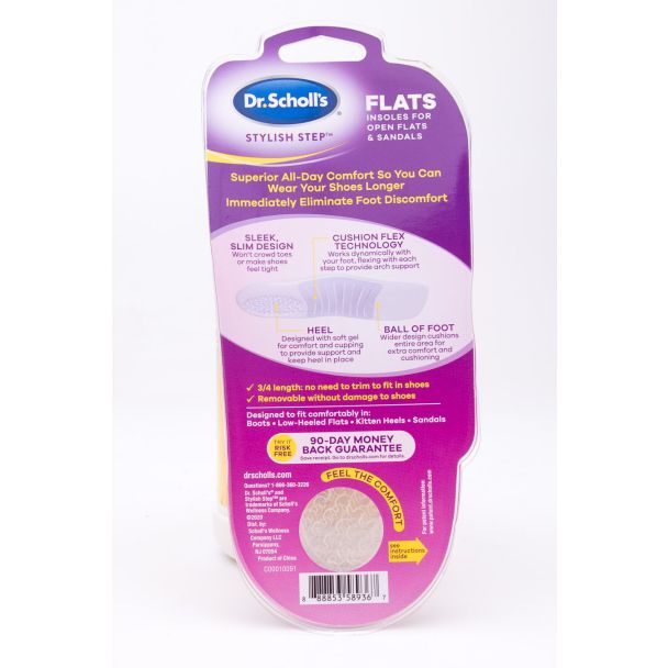Dr. Scholl's Stylish Strap Flats Invisible Cushioning Insoles for Flats & Sandals Women's Size 6-10 1 Pair