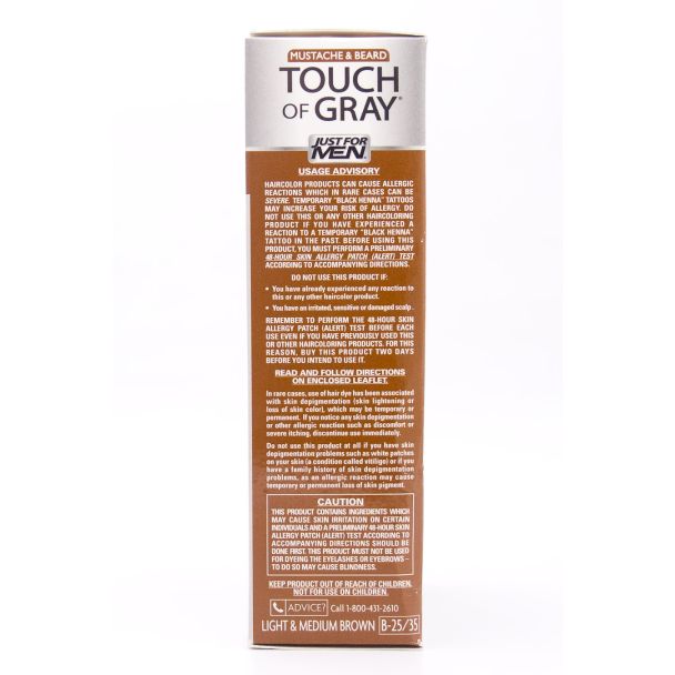 Just For Men Mustache & Beard Touch of Gray Air Activ Light & Medium Brown B-25/35 Multiple Application Kit