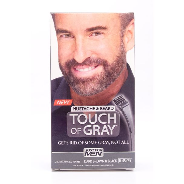 Just For Men Mustache & Beard Touch of Grey Dark Brown & Black B-45/55 Multiple Application Kit
