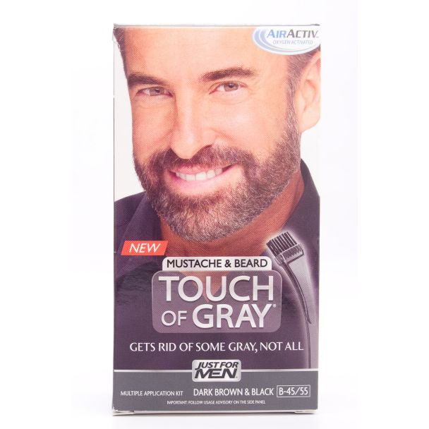 Just For Men Mustache & Beard Touch of Gray Air Activ Dark Brown & Black B-45/55 Multiple Application Kit