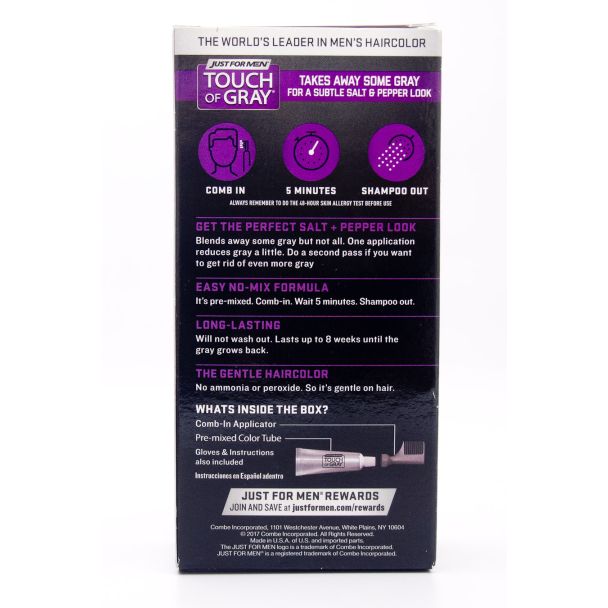 Just For Men Touch of Gray T-45 Dark Brown Hair Color Single Application Kit