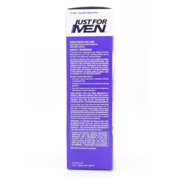 Just For Men Touch of Gray T-45 Dark Brown Hair Color Single Application Kit