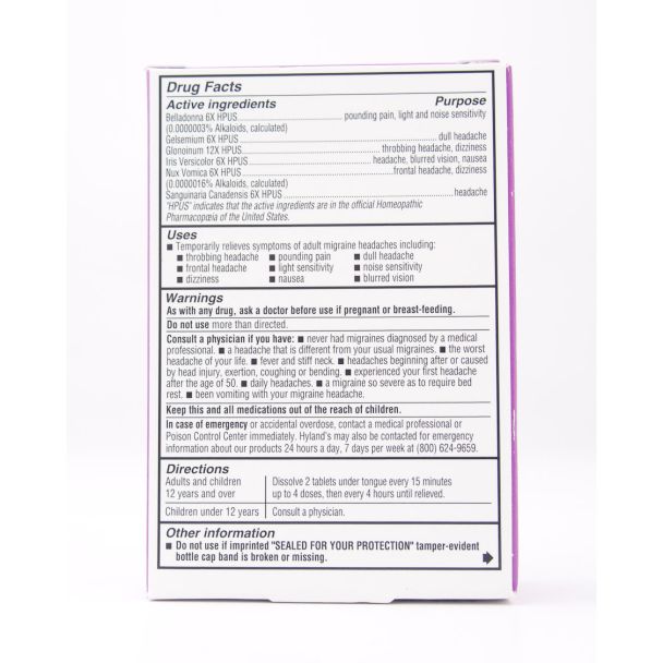 Hyland's Naturals Homeopathic Migraine Relief 100 Quick-Dissolving Tablets