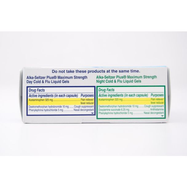 Alka-Seltzer Plus Maximum Strength Cold & Flu Day & Night 12 Day Liquid Gels & 8 Night Liquid Gels