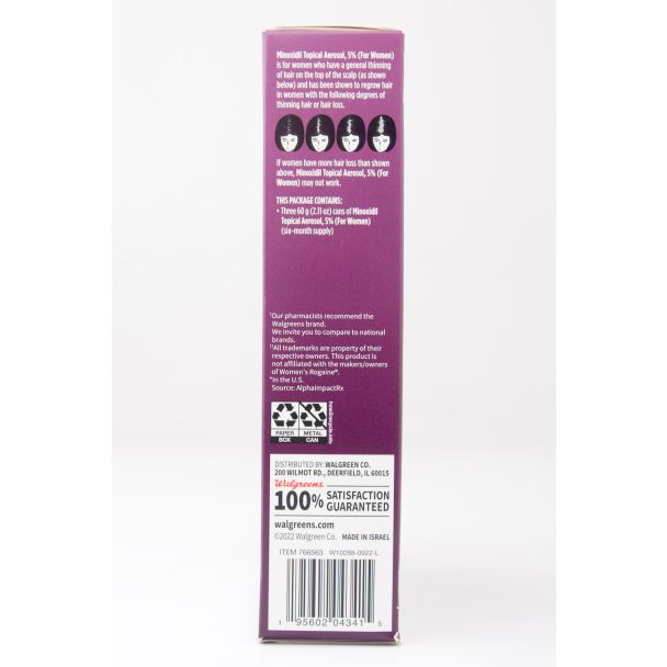 Walgreens Hair Regrowth Treatment Foam for Women Unscented 6 Month Supply 3 Cans (2.11 oz Each)