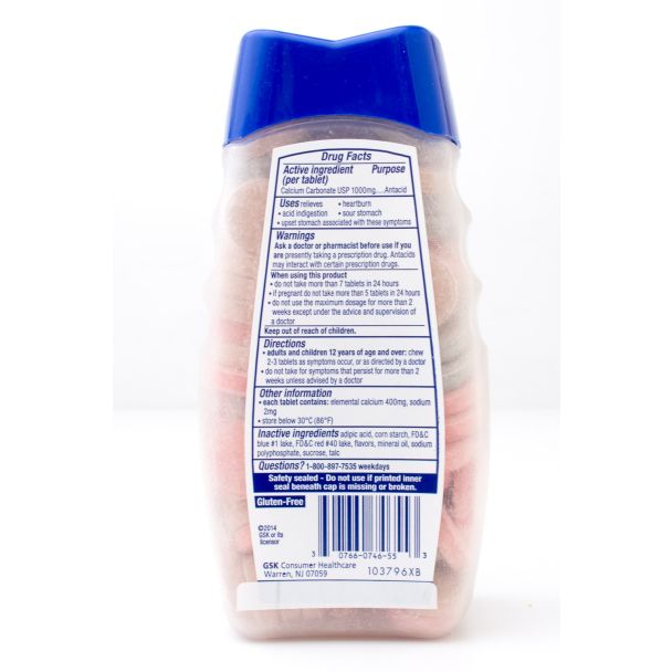 Tums Calcium Carbonate Antacid Ultra Strength 1000 Assorted Berries 160 Chewable Tablets