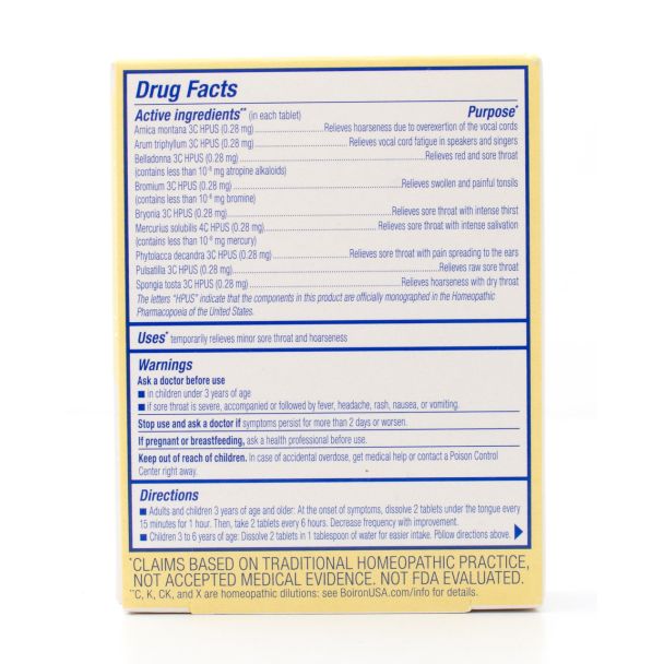 Boiron ThroatCalm Unflavored 60 Meltaway Tablets