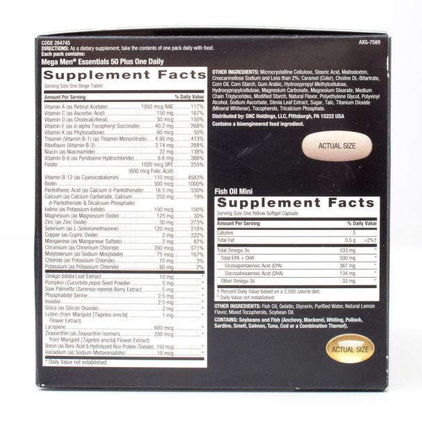 GNC Mega Men Essentials 50 Plus VitaPak 30 Packets (30 Day Supply)