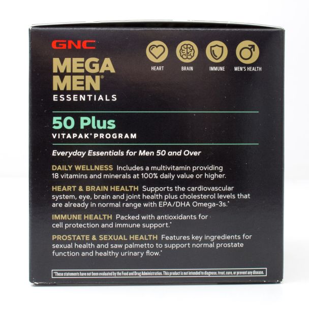 GNC Mega Men Essentials 50 Plus VitaPak 30 Packets (30 Day Supply)