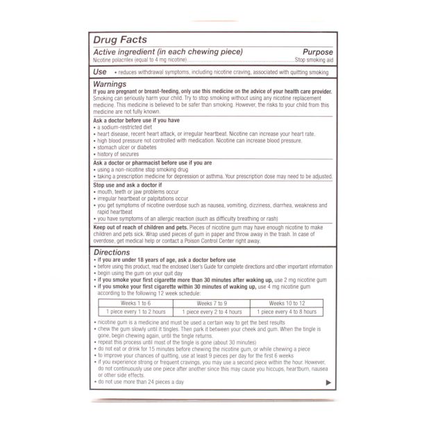 Nicorette Nicotine Gum Stop Smoking Aid 4mg Fruit Chill 100 Pieces