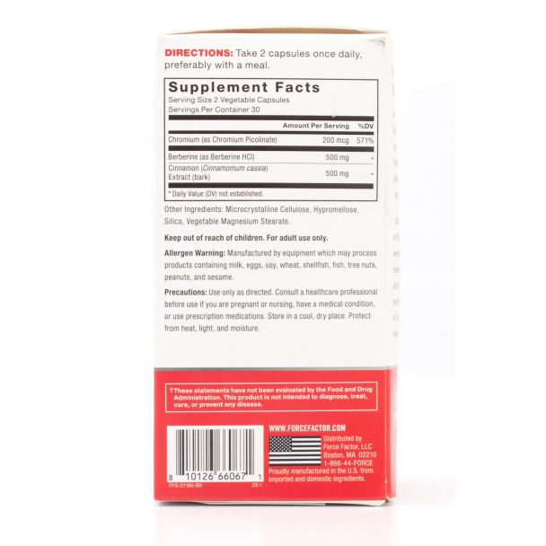 ForceFactor Ultra Berberine Glucose & Metabolism Formula 60 Capsules