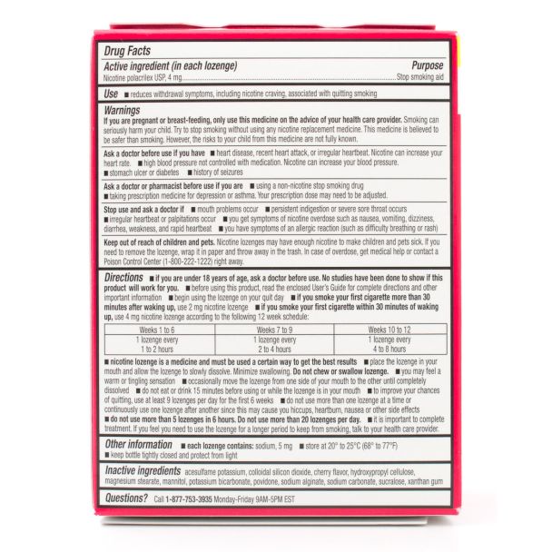 CVS Health Sugar Free Nicotine Lozenge Cherry Mini Lozenge 4 mg Value Size 189 Lozenges