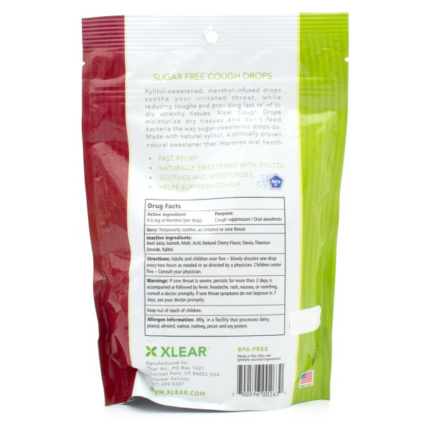 Xlear Sugar Free Cough Drops with Xylitol Black Cherry 30 Drops