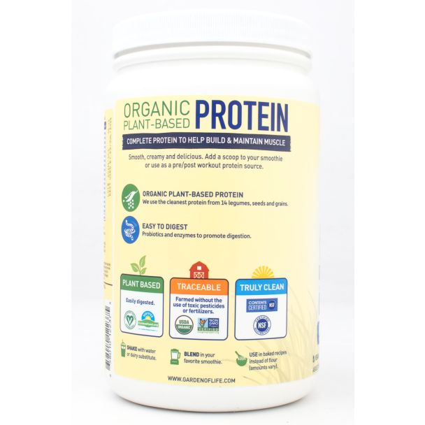 Garden of Life Organic Protein Shake Vanilla Flavor net wt 19.05 oz (about 18 Servings)