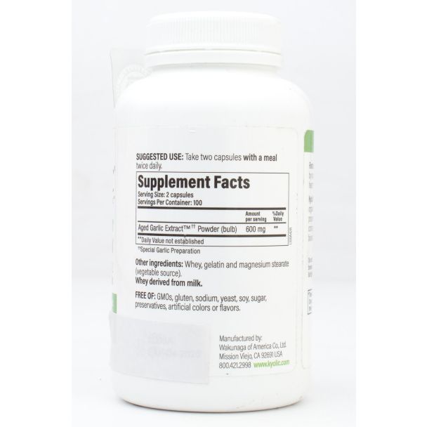 Kyolic Aged Garlic Extract Cardiovascular Health Original Formula 200 Capsules
