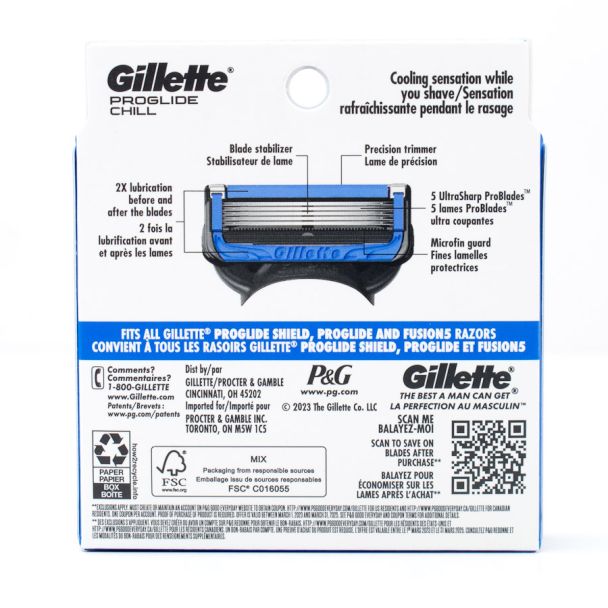 Gillette ProGlide Chill Replacement Razor Blades 8 Cartridges