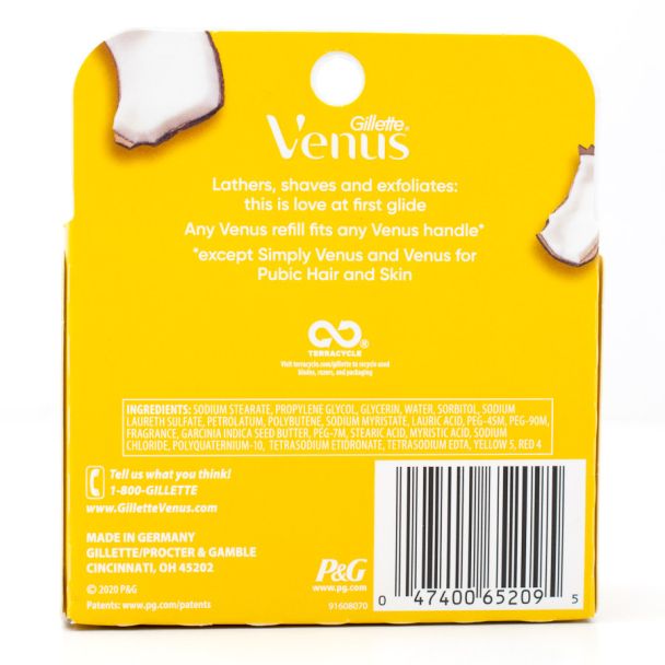 Gillette Venus + Olay 5 Blade Comfort Glide Coconut Replacement Razor Blades 4 Cartridges