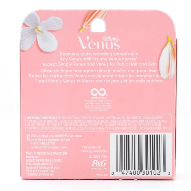 Gillette 3 Blade Comfort Glide Razor Blade Refills White Tea 4 Cartridges