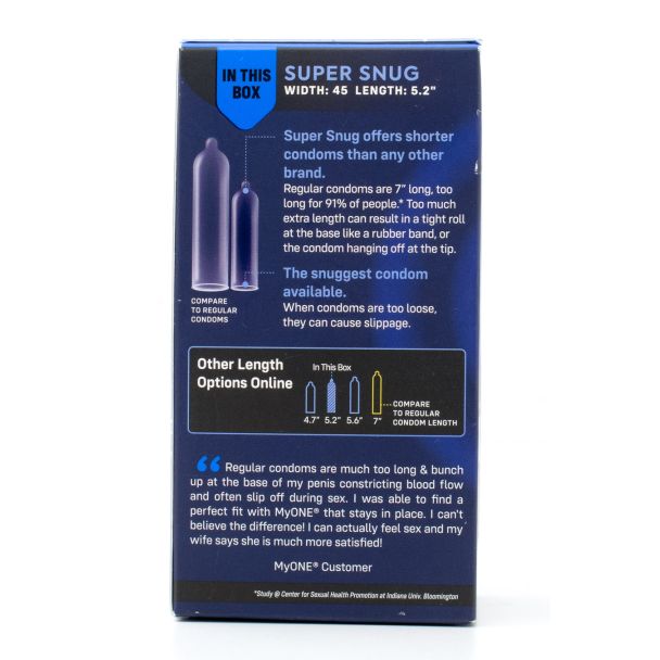 MyONE Perfect Fit Custom Width & Length Latex Condoms Super Snug 45D 5.2 inch Length 10 Count