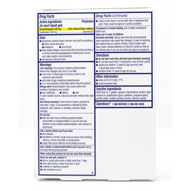 Mucinex Cold & Flu for People with High Blood Pressure & Diabetes 16 Liquid Gels