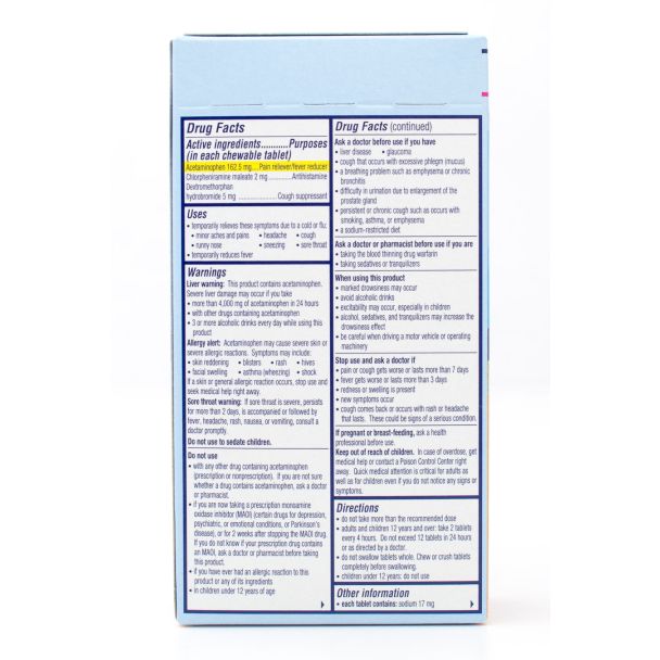 Alka-Seltzer Plus Cold & Flu Fizzy Chews Orange Flavor 20 Chewable Tablets