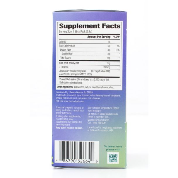 Benefiber Dual Action Biotic Prebiotic + Probiotics Stress Relief On The Go Mixed Berry 18 - 0.7 oz Packets