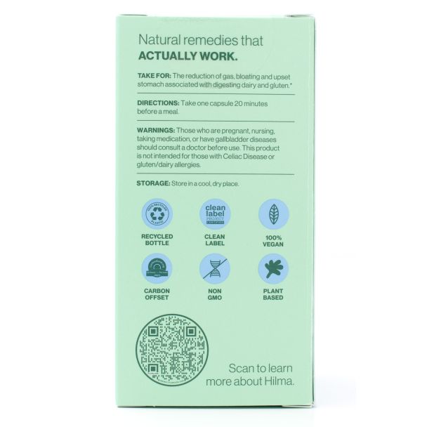 Hilma Dairy + Gluten Digestive Enzymes Herbal Supplement 30 Capsules