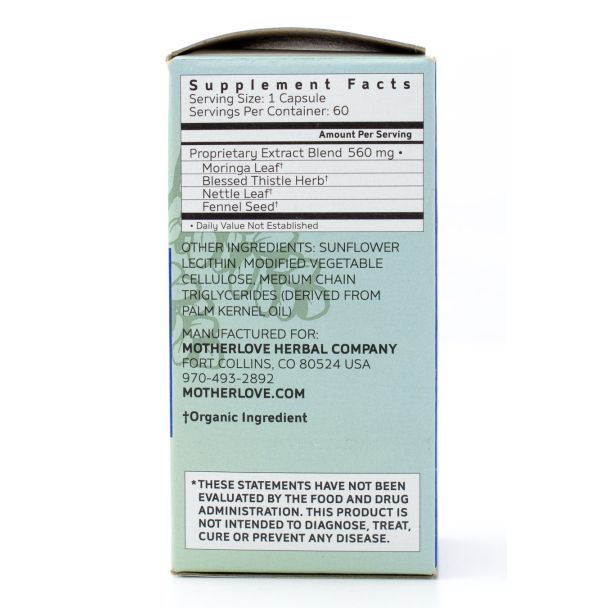 Motherlove More Milk Moringa Herbal Supplement 60 Liquid Capsules