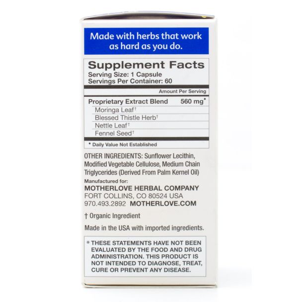 Motherlove More Milk Moringa Herbal Supplement 60 Liquid Capsules