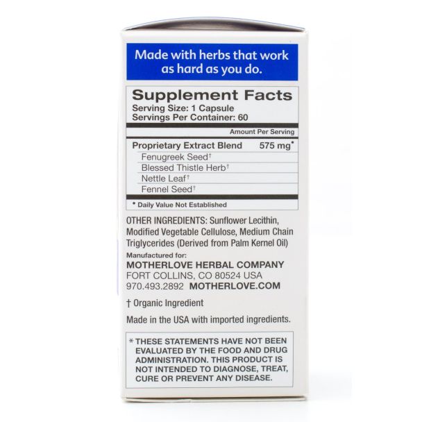 Motherlove More Milk Plus Herbal Supplement 60 Liquid Capsules