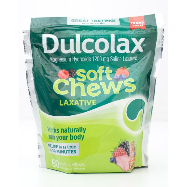 Dulcolax Magnesium Hydroxide 1200mg Saline Laxative Soft Chews Mixed Berry 60 Soft Chews