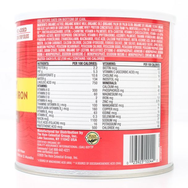 Earth's Best Organic Dairy Infant Formula with Iron 0-12 Months net wt 21 oz