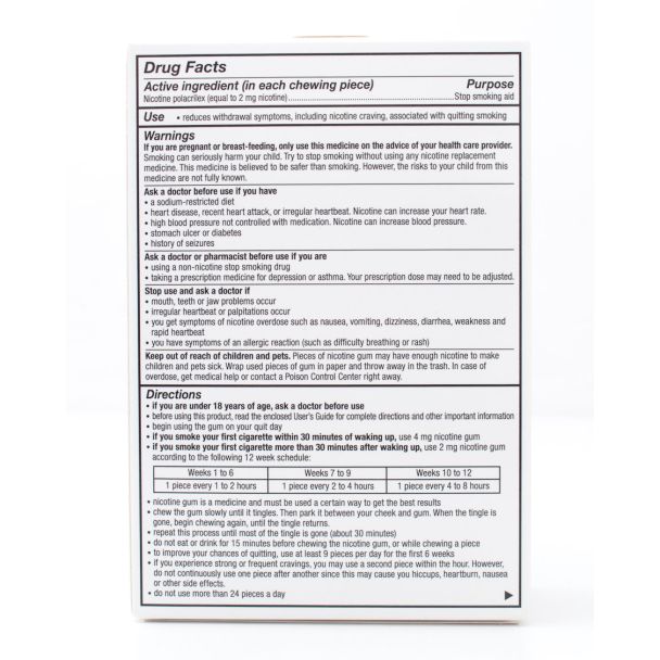 Nicorette Nicotine 2mg Stop Smoking Aid Gum Coated Spearmint Burst 100 Pieces