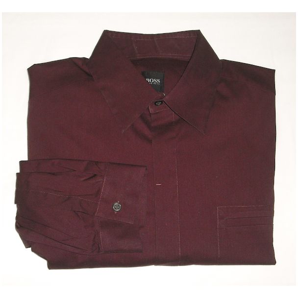 Boss by Hugo Boss Solid Maroon Shirt - Large