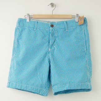 NEW Hollister Marina Park Shorts in Turquoise Gingham Plaid
